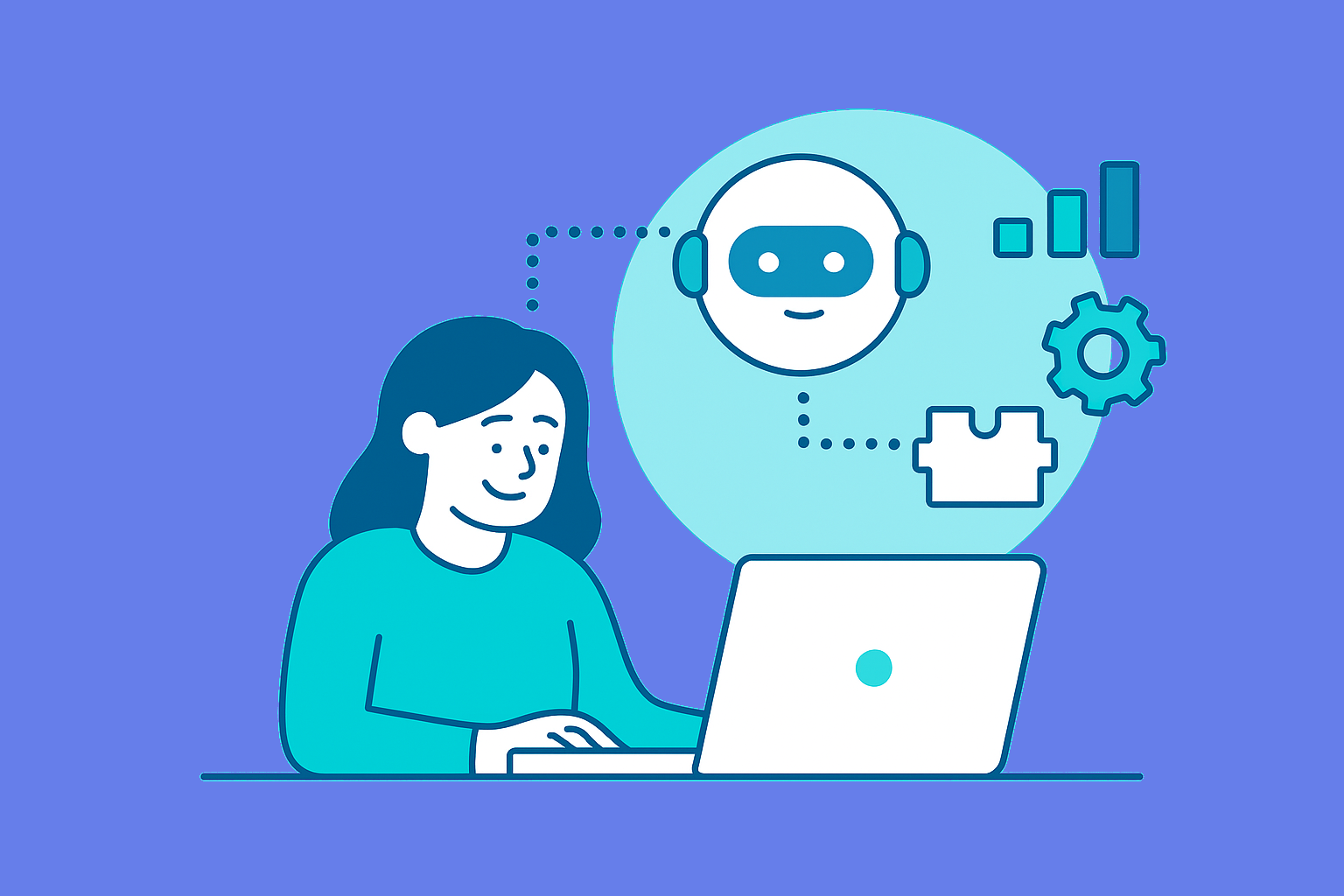 Small business owner using AI technology
